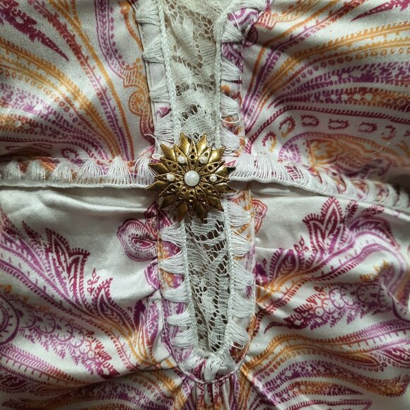 90s Y2K Silk Slip Dress Size S US 2 Paisley Print Ebène by Patrick Assuline - Picture 4 of 12